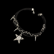 Dark Star Leather Necklace – Y2K Gothic Punk Jewelry