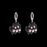 Midnight Kitty Earrings – Dark Y2K Heart Crystal Statement Earrings