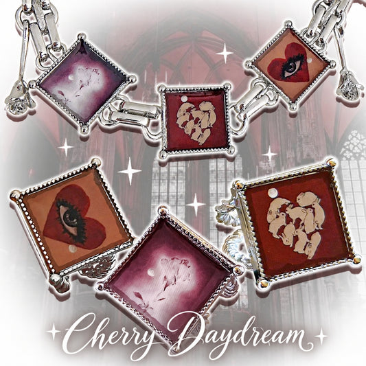 Oil Painting Square Necklace & Ring Set
