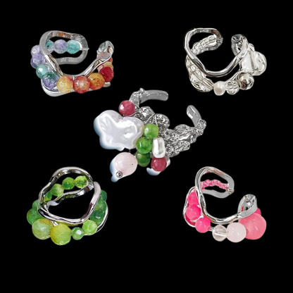 Colorful Charm Ring — Y2K Fairycore Beaded Statement Ring