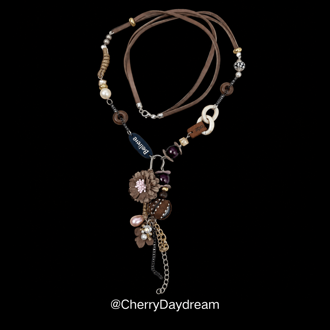Boho Mixed Charm Long Pendant Necklace