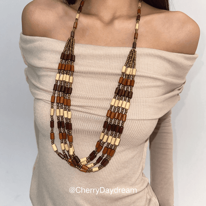 Vintage Boho Multi Strand Long Beaded Necklace