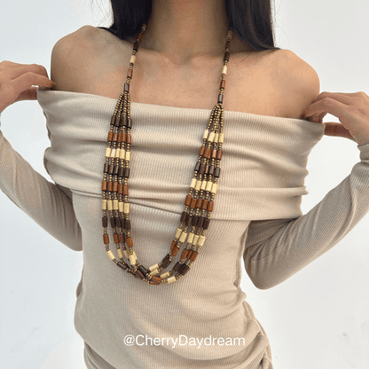 Vintage Boho Multi Strand Long Beaded Necklace