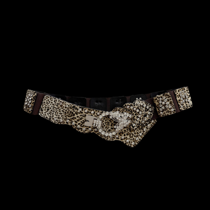 Y2K Leopard Rhinestone Statement Belt