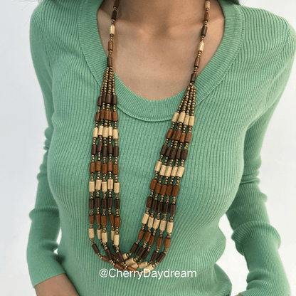 Vintage Boho Multi Strand Long Beaded Necklace
