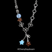 Handmade Blue and Brown Star Cherry Charm Necklace