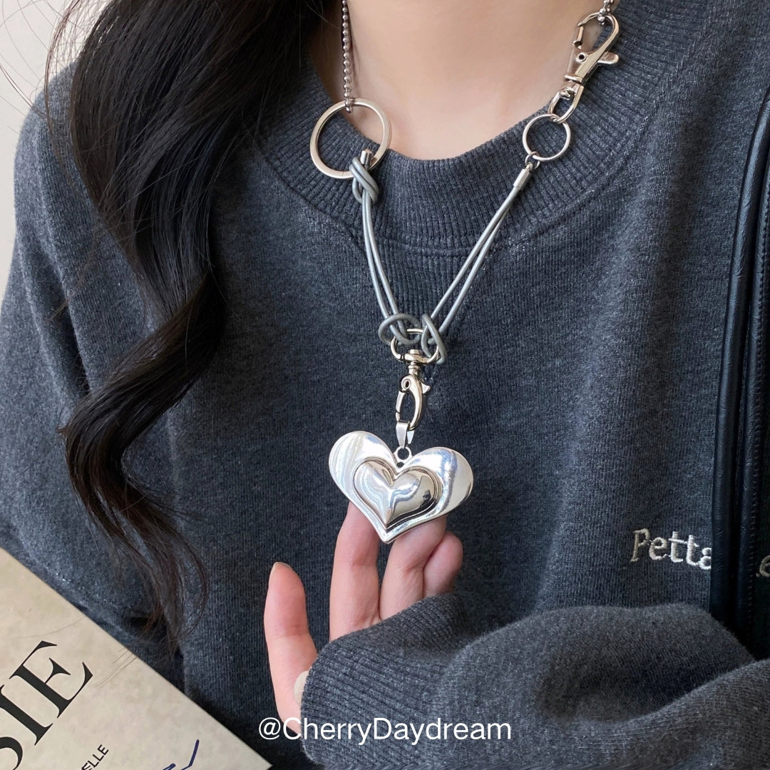 Silver Heart Hardware Choker Necklace
