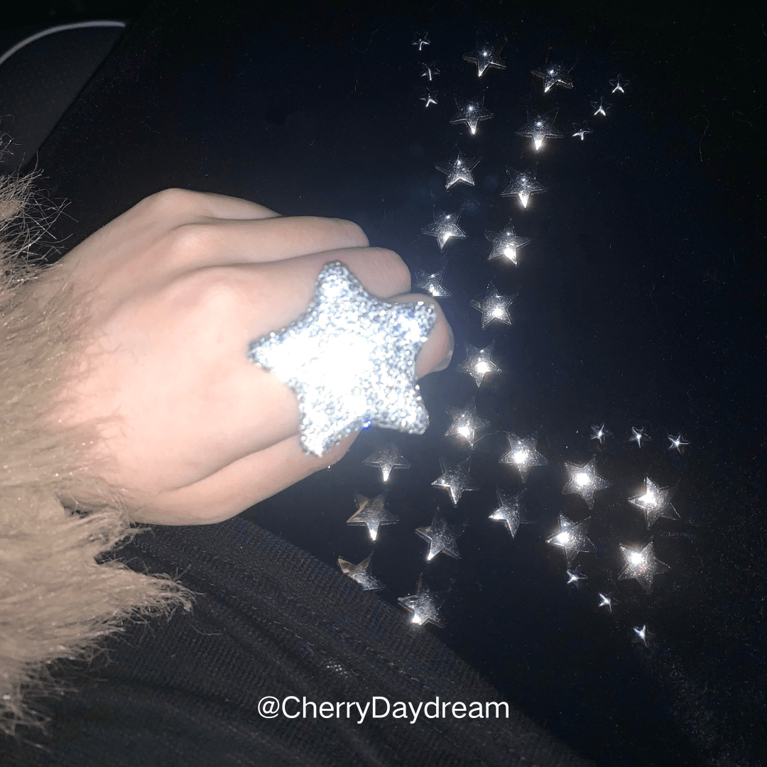 Silver Crystal Star Statement Ring