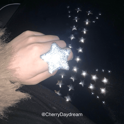 Silver Crystal Star Statement Ring