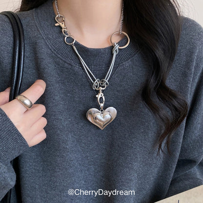 Silver Heart Hardware Choker Necklace