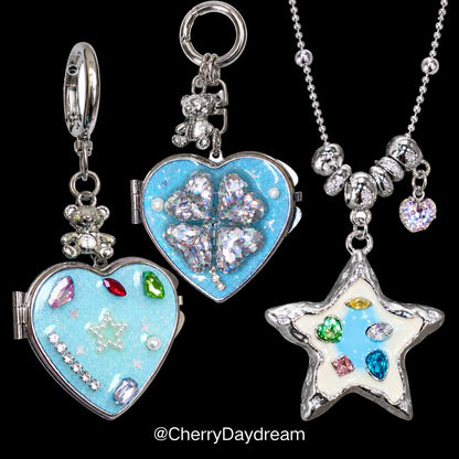 Colorful Star Necklace & Heart Mirror Charms
