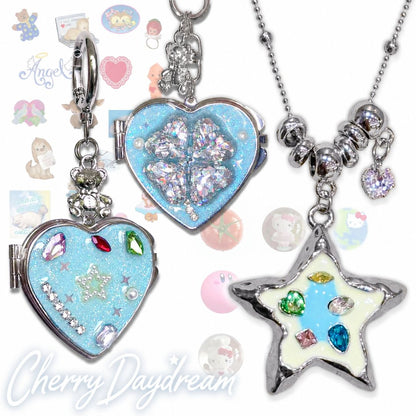 Colorful Star Necklace & Heart Mirror Charms