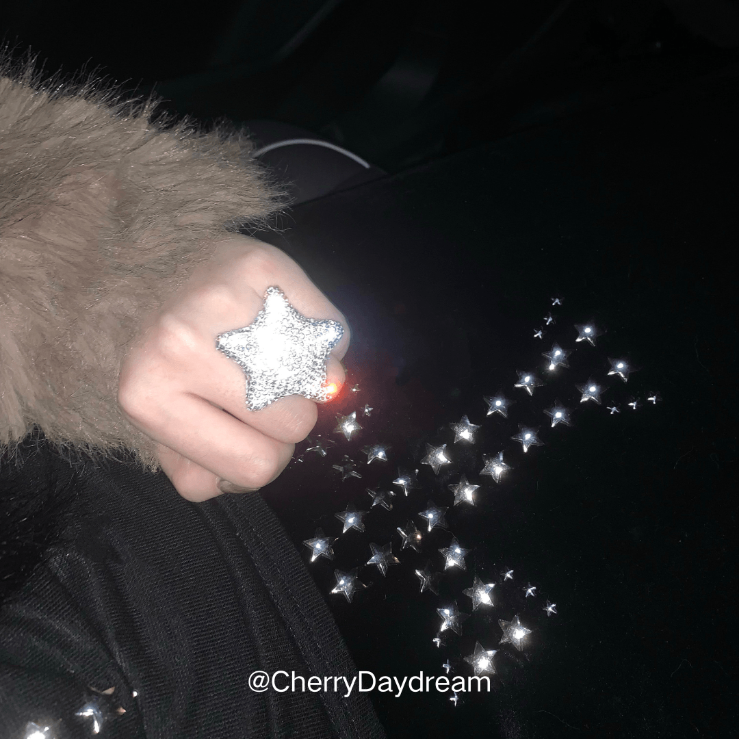 Silver Crystal Star Statement Ring