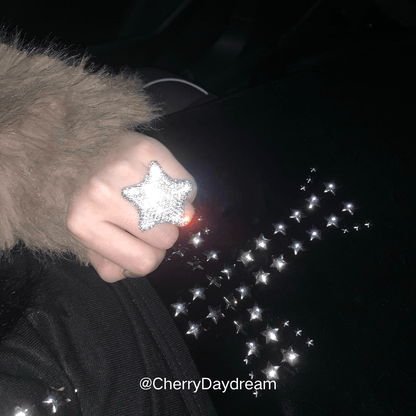 Silver Crystal Star Statement Ring