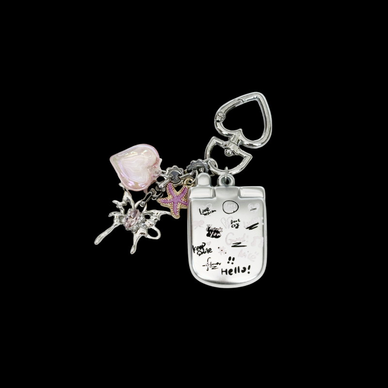 Y2K Heart Charm Keychain | Cute Aesthetic Bag Pendant with Star & Love Charms
