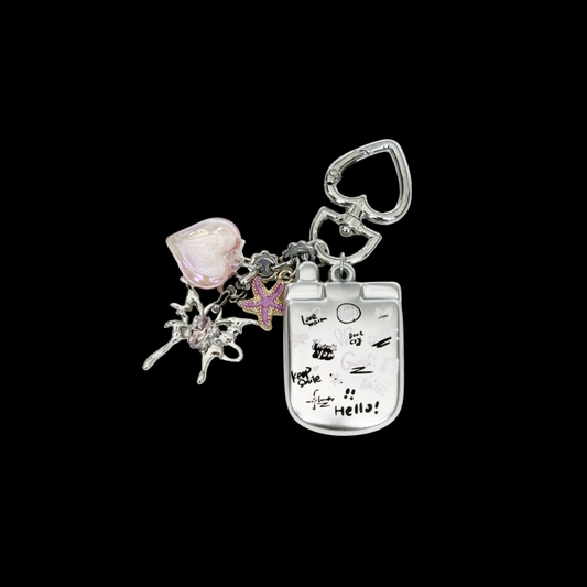 Y2K Heart Charm Keychain | Cute Aesthetic Bag Pendant with Star & Love Charms