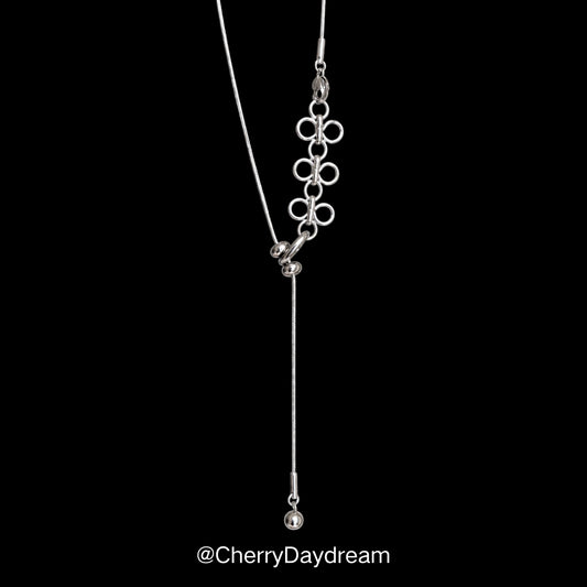Silver Lace Flower Sliding Snake Chain Necklace