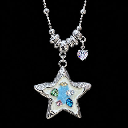Colorful Star Necklace & Heart Mirror Charms