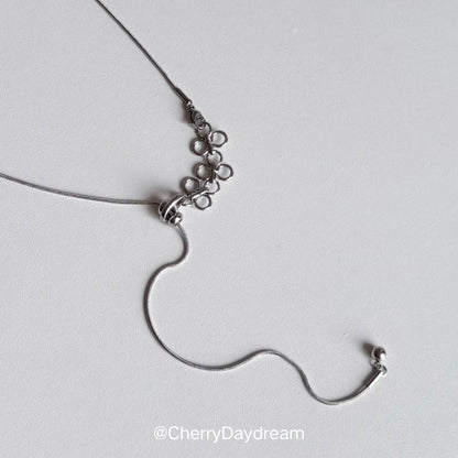 Silver Lace Flower Sliding Snake Chain Necklace