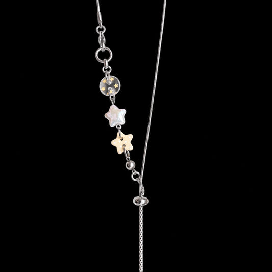 Pale Yellow Star Beaded Sliding Snake Chain Necklace