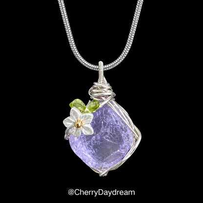 Handmade Flower Crystal Wire Wrapped Necklace