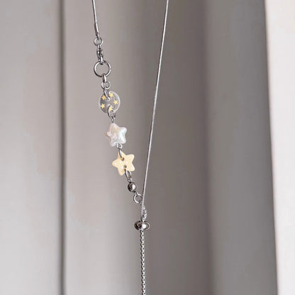 Pale Yellow Star Beaded Sliding Snake Chain Necklace