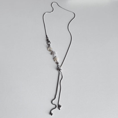 Pale Yellow Star Beaded Sliding Snake Chain Necklace