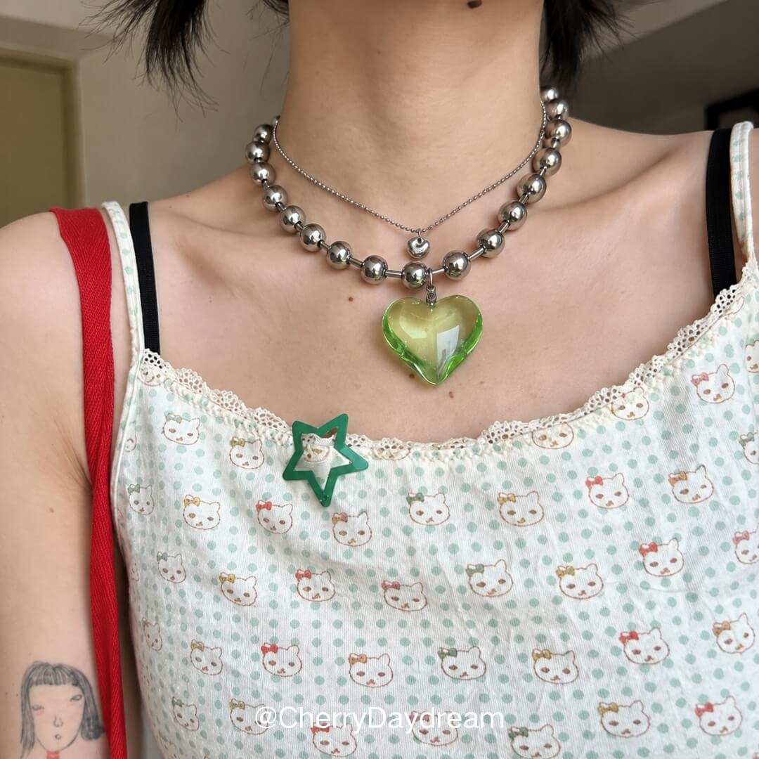 Heart Pendant Bead Necklace