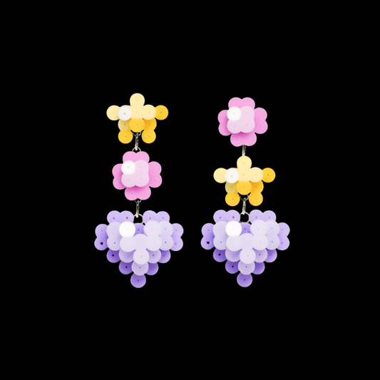 Flower Cluster Earrings — Y2K Fairycore Colorful Statement Earrings