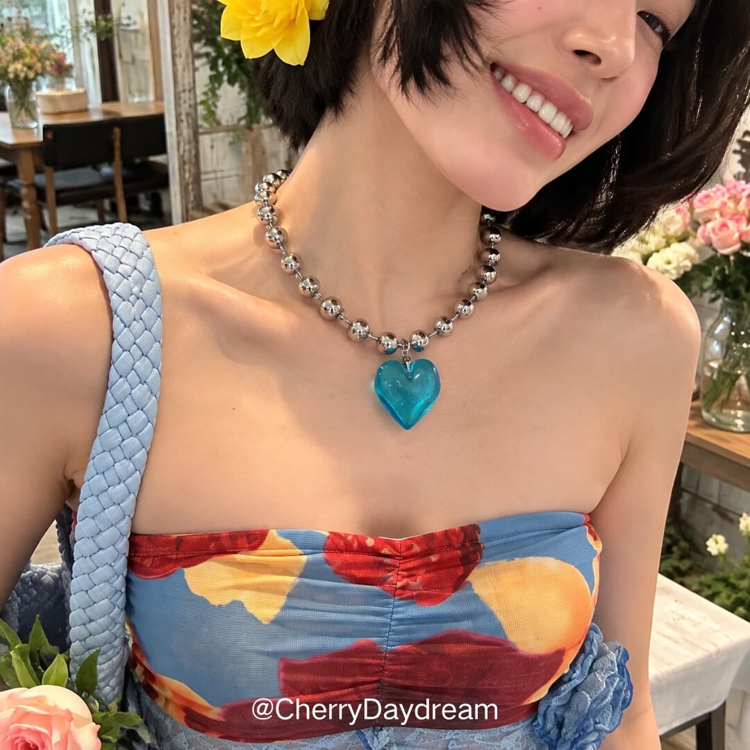 Heart Pendant Bead Necklace