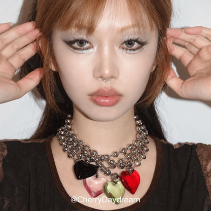 Heart Pendant Bead Necklace