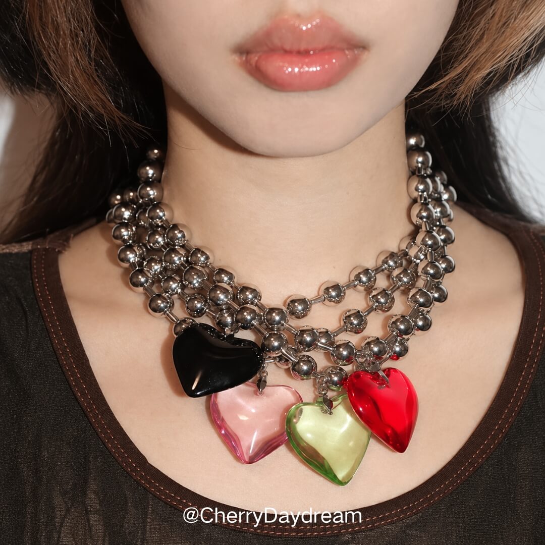 Heart Pendant Bead Necklace