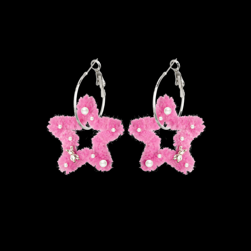 Fluffy Butterfly Earrings — Y2K Coquette Fairycore Statement Earrings