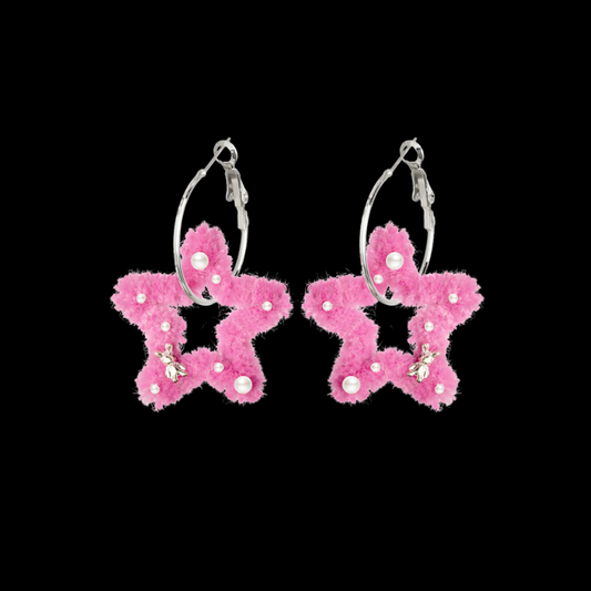 Fluffy Butterfly Earrings — Y2K Coquette Fairycore Statement Earrings