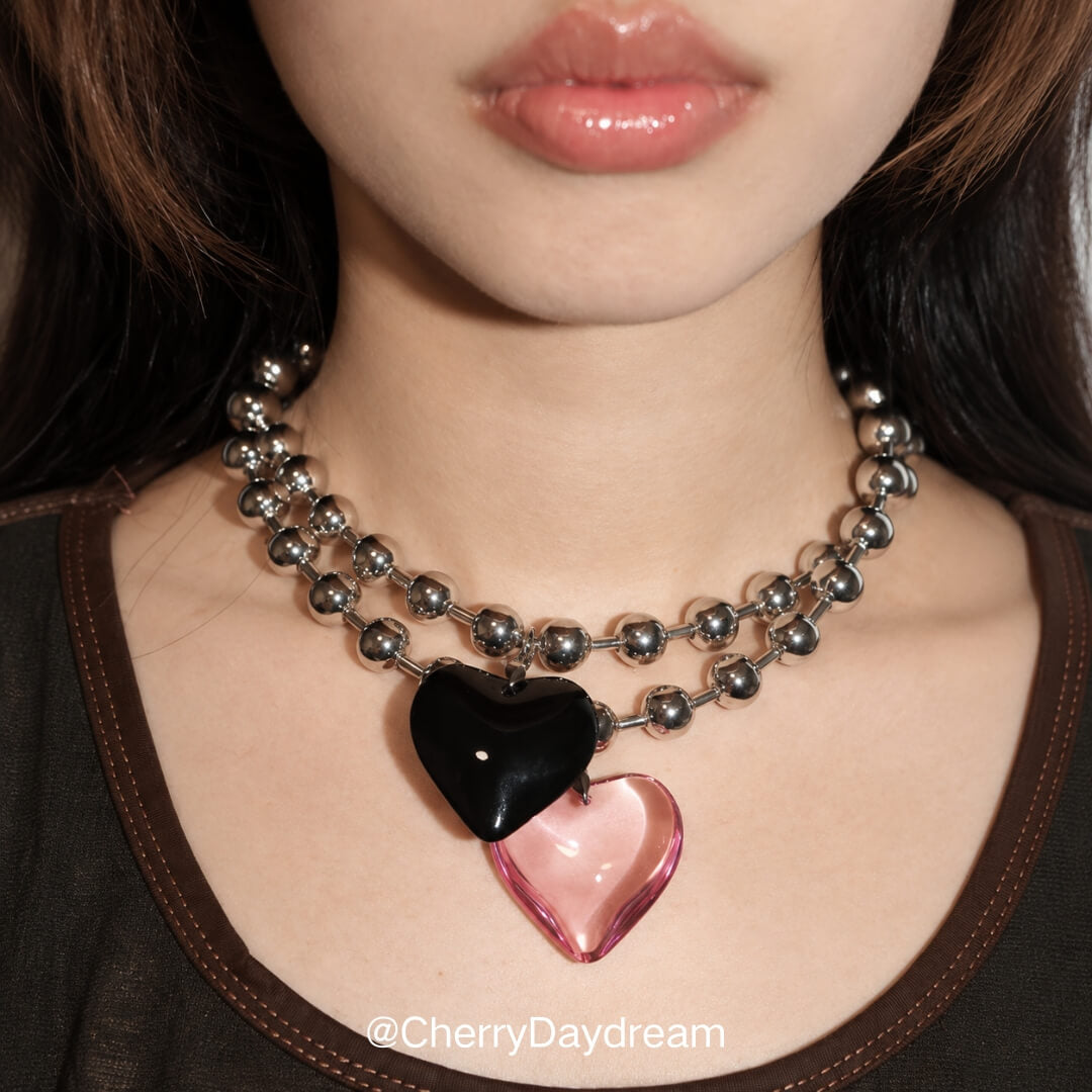 Heart Pendant Bead Necklace