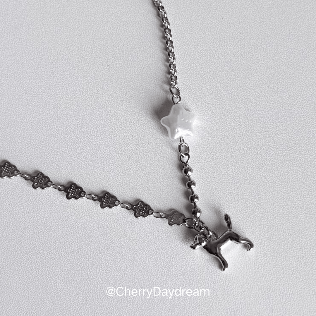 Puppy Flower Star Charm Necklace