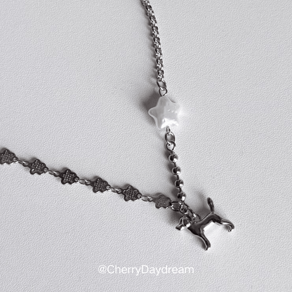 Puppy Flower Star Charm Necklace