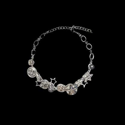 Starlit Dream Necklace – Y2K Celestial Fairycore Silver Jewelry