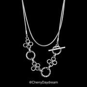 Silver Floral Link Y Necklace