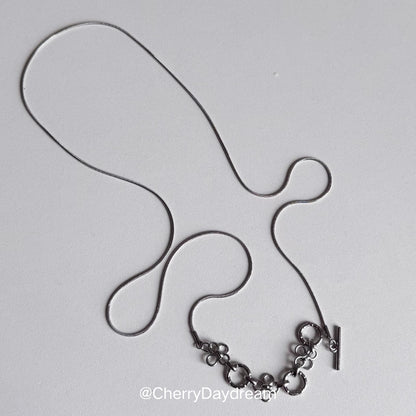 Silver Floral Link Y Necklace
