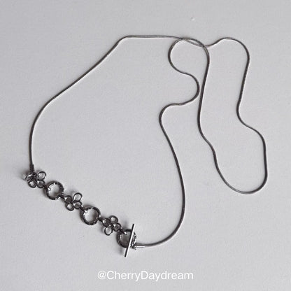 Silver Floral Link Y Necklace