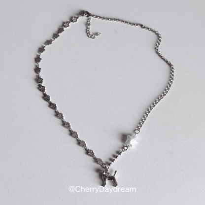 Puppy Flower Star Charm Necklace