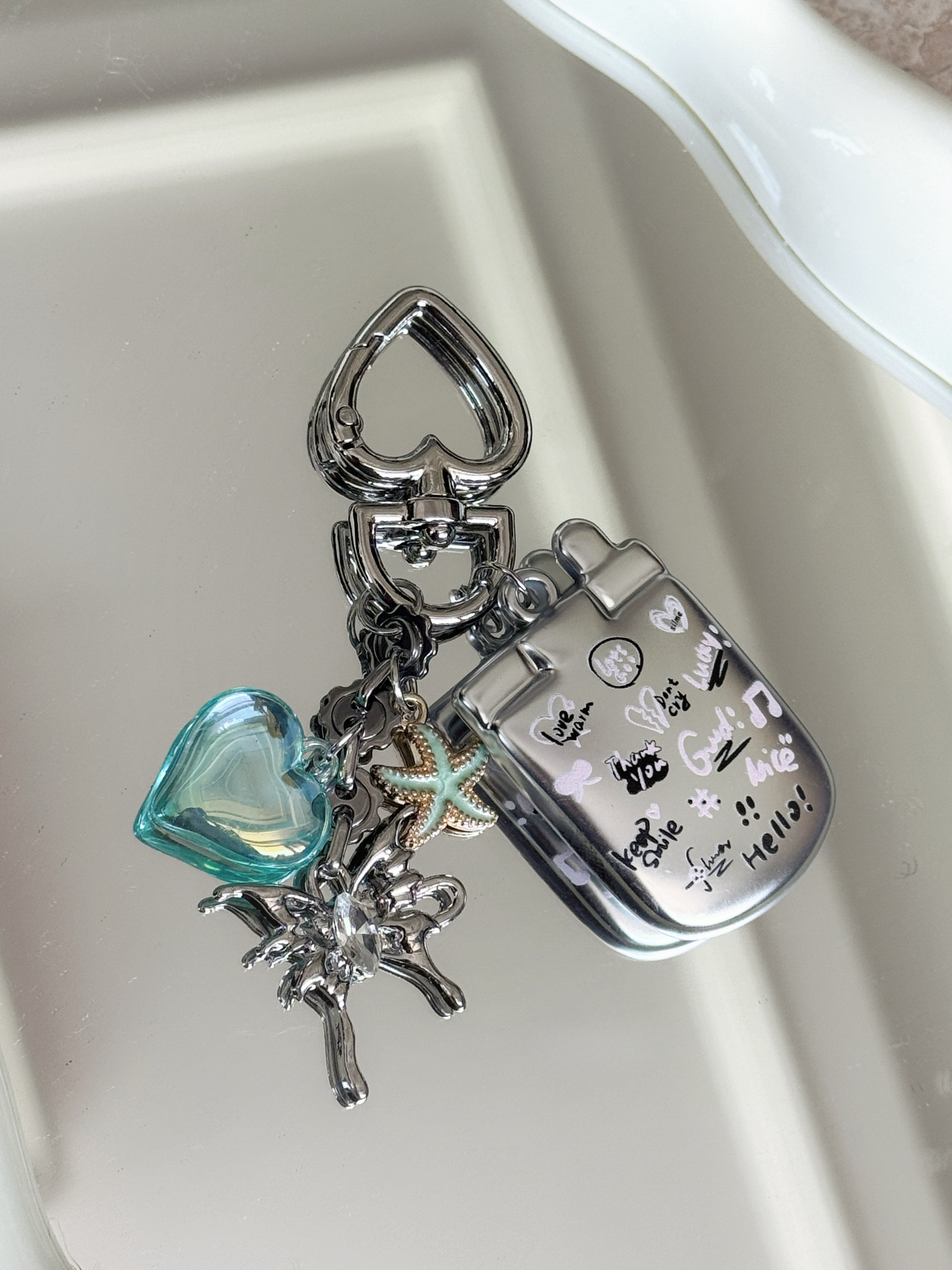 Y2K Heart Charm Keychain | Cute Aesthetic Bag Pendant with Star & Love Charms