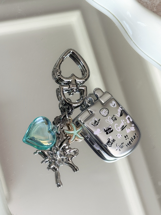 Y2K Heart Charm Keychain | Cute Aesthetic Bag Pendant with Star & Love Charms