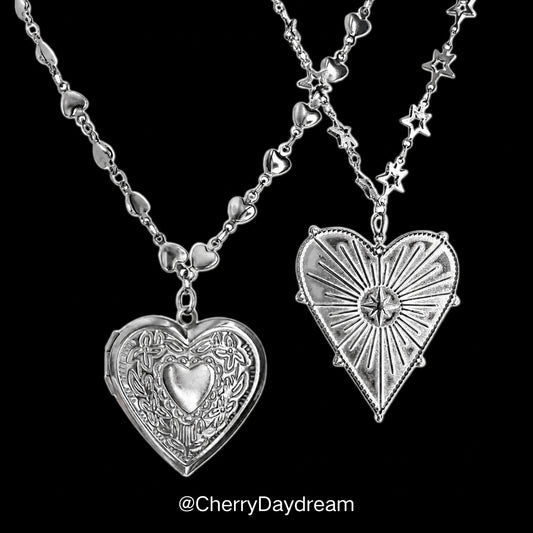 Vintage Heart and Celestial Heart Necklace