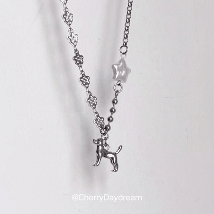 Puppy Flower Star Charm Necklace