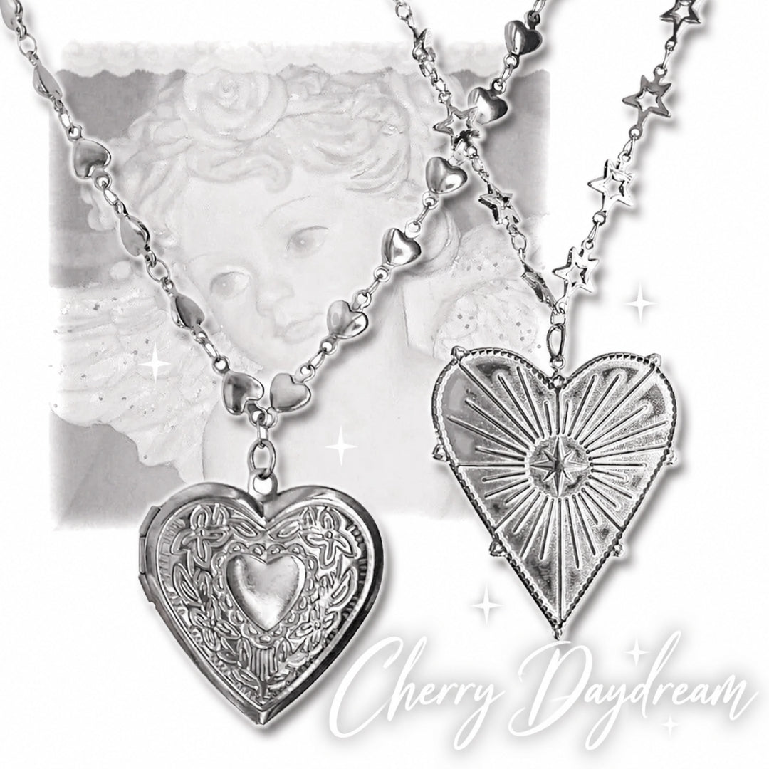 Vintage Heart and Celestial Heart Necklace