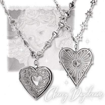 Vintage Heart and Celestial Heart Necklace