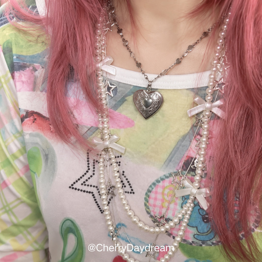 Vintage Heart and Celestial Heart Necklace