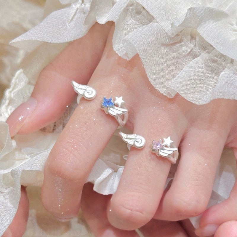 Galaxy Shooting Star Ring | Silver Tone Star Charm Statement Ring